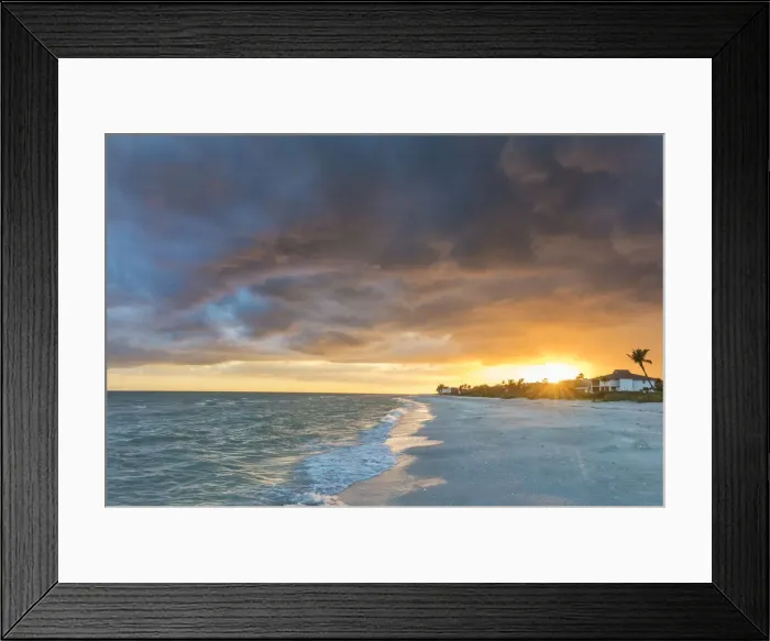 Framed Print : Sunset clouds over the Gulf of Mexico on Sanibel Island in Florida, USA