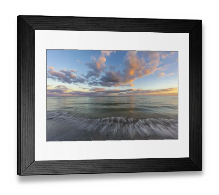 Framed Print : Sunset clouds over the Gulf of Mexico on Sanibel Island in Florida, USA