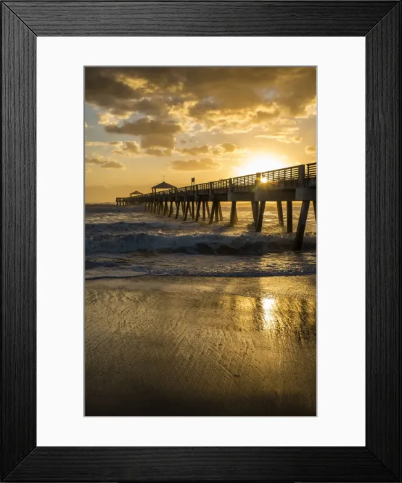 Framed Print : Juno Beach, Palm Beach County, Florida, Sunrise and high surf at Juno Beach