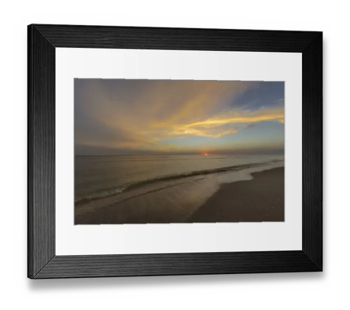 Framed Print : Sunset clouds over the Gulf of Mexico on Sanibel Island in Florida, USA