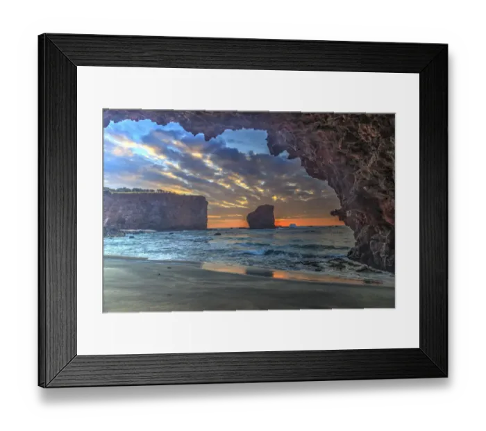 Framed Print : View from beach at Manele Bay of Puu Pehe (Sweetheart Rock) at sunrise, South Shore of Lanai Island Framed Print : View from beach at Manele Bay of Puu Pehe (Sweetheart Rock) at sunrise, South Shore of Lanai Island