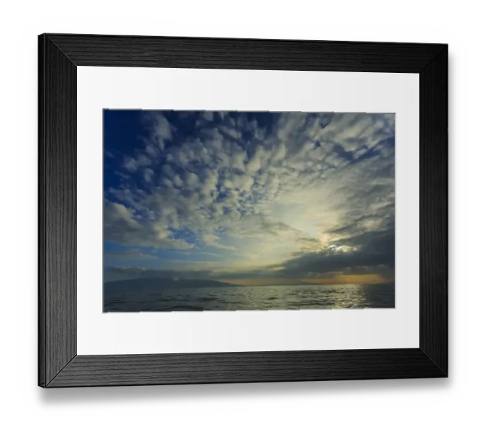 Framed Print : Cloud formations after sunrise, Hulopo e Bay, Lanai Island, Hawaii, USA