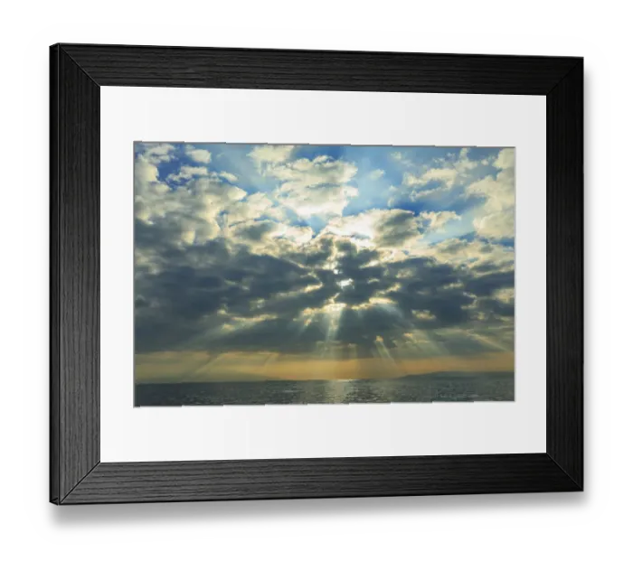 Framed Print : Cloud formations after sunrise, Hulopo e Bay, Lanai Island, Hawaii, USA