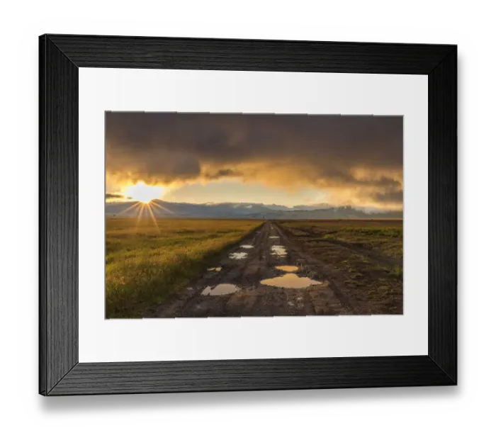 Framed Print : USA, Wyoming, Grand Tetons. Sunrise over mountains and road in landscape. Credit as Framed Print : USA, Wyoming, Grand Tetons. Sunrise over mountains and road in landscape. Credit as