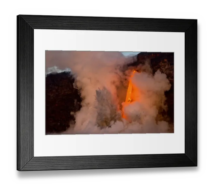 Framed Print : Kilauea volcano, Big Island, Hawaii. A rare lava flow formation called a fire