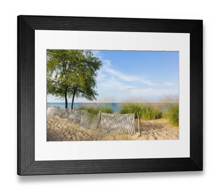 Framed Print : Fence along beach of Lake Huron, Port Huron, Michigan Framed Print : Fence along beach of Lake Huron, Port Huron, Michigan