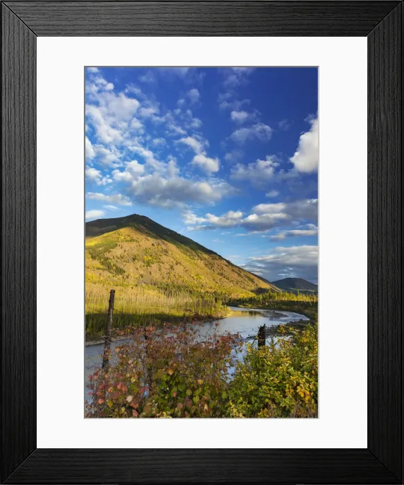 Framed Print : Huckleberry Mountain and The North Fork of the Flathead River in early autumn in Framed Print : Huckleberry Mountain and The North Fork of the Flathead River in early autumn in