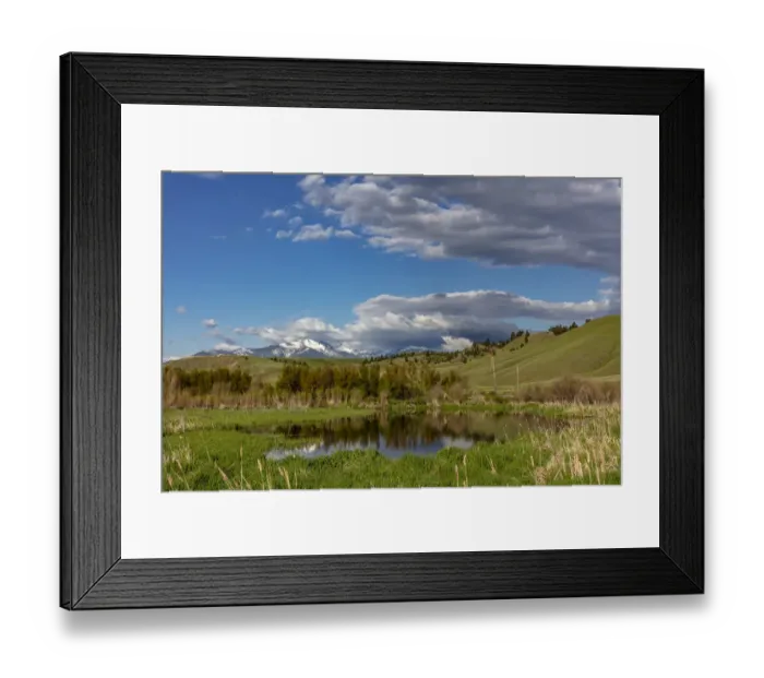 Framed Print : Flint Creek Mountains and wetlands near Deer Lodge, Montana, USA