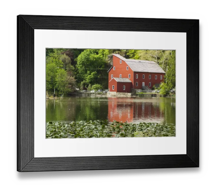 Framed Print : USA, New Jersey. Raritan River Basin, Clinton, South Fork of Raritan River and old mill