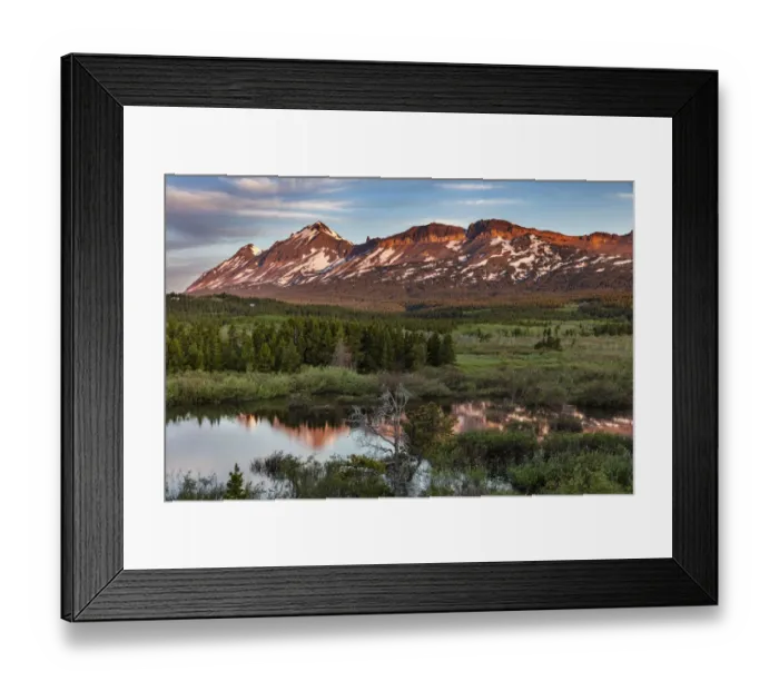 Framed Print : Beaver ponds at sunrise at Marias Pass in Glacier National Park, Montana, USA