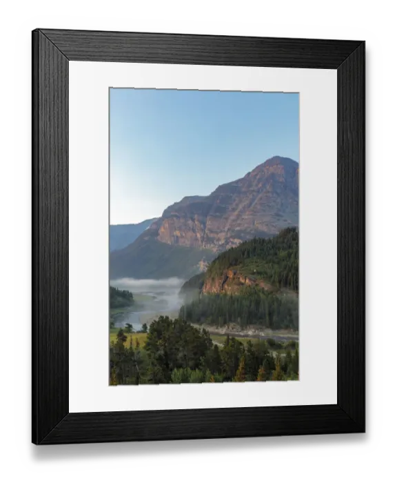 Framed Print : Fog at sunrise along Swift current Creek in Glacier National Park, Montana, USA Framed Print : Fog at sunrise along Swift current Creek in Glacier National Park, Montana, USA