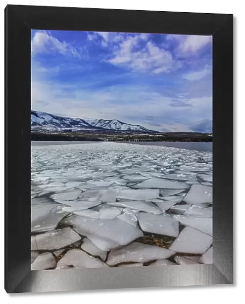 Ice flows at spring breakup on Lake McDonald in Glacier National Park, Montana, USA