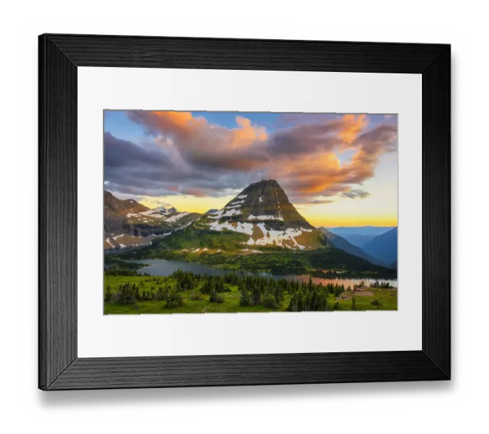Framed Print : USA, Montana, Glacier National Park. Bear Hat Mountain and Hidden Lake at sunset Framed Print : USA, Montana, Glacier National Park. Bear Hat Mountain and Hidden Lake at sunset