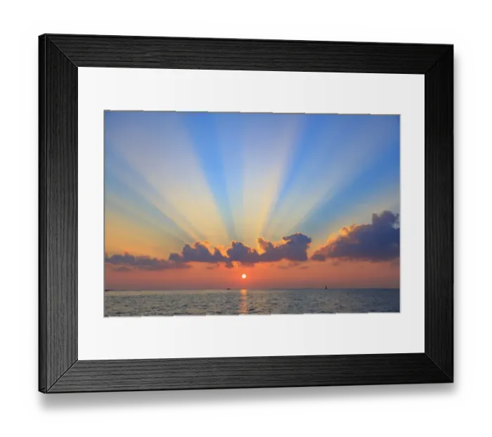 Framed Print : Cloud formations after sunrise, Hulopo e Bay, Lanai Island, Hawaii, USA