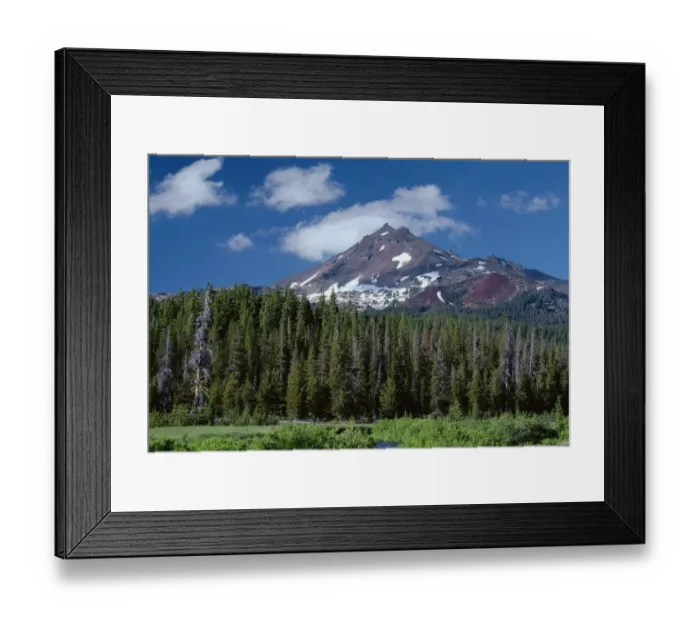 Framed Print : USA, Oregon, Deschutes National Forest. South side of Broken Top rises above coniferous forest