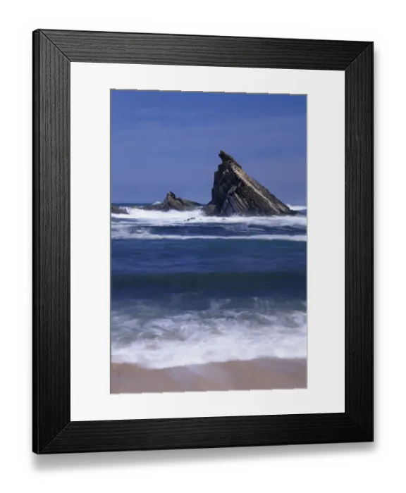 Framed Print : USA, Oregon, Shore Acres State Park. Incoming surf and tilted, sandstone sea stack Framed Print : USA, Oregon, Shore Acres State Park. Incoming surf and tilted, sandstone sea stack