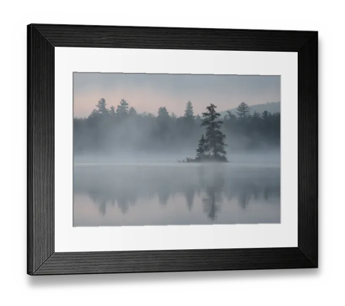 Framed Print : USA, New York State. Morning mist and reflections on Lake Durant, Adirondack Mountains Framed Print : USA, New York State. Morning mist and reflections on Lake Durant, Adirondack Mountains