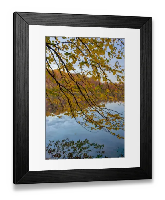 Framed Print : USA, New York State. Calm autumn morning on Green Lake Framed Print : USA, New York State. Calm autumn morning on Green Lake