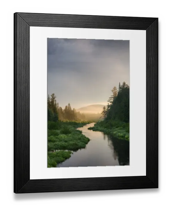 Framed Print : USA, New York State. Morning light on Grampus Lake Outlet, Adirondack Mountains Framed Print : USA, New York State. Morning light on Grampus Lake Outlet, Adirondack Mountains