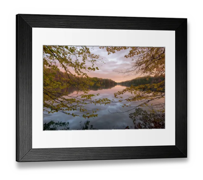 Framed Print : USA, New York State. Calm autumn morning on Green Lake, Green Lakes State Park Framed Print : USA, New York State. Calm autumn morning on Green Lake, Green Lakes State Park