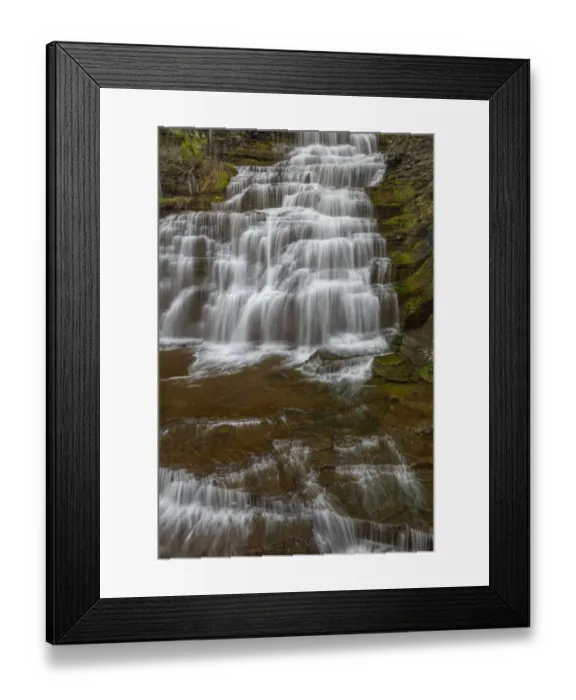 Framed Print : USA, New York, Watkins Glen. Waterfall cascade over rock Framed Print : USA, New York, Watkins Glen. Waterfall cascade over rock
