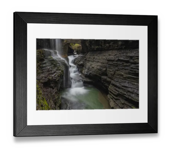Framed Print : USA, New York, Watkins Glen. Waterfall cascade over rock