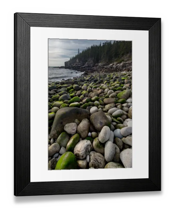 Framed Print : USA, Maine. Boulder Beach, Acadia National Park