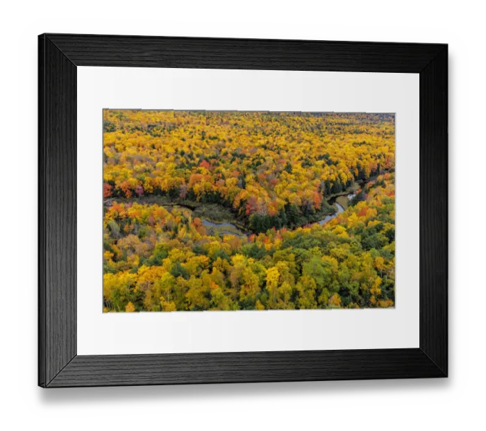 Framed Print : Big Carp River in autumn in Porcupine Mountains Wilderness State Park in the Upper Framed Print : Big Carp River in autumn in Porcupine Mountains Wilderness State Park in the Upper