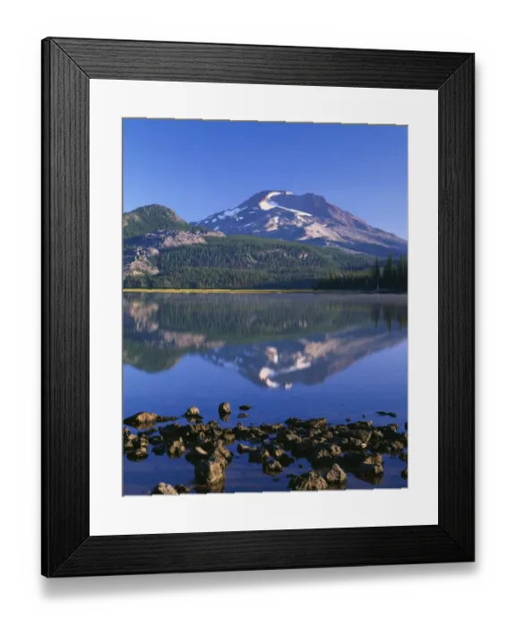 Framed Print : USA, Oregon. Deschutes National Forest, South Sister reflects in Sparks Lake in early morning Framed Print : USA, Oregon. Deschutes National Forest, South Sister reflects in Sparks Lake in early morning