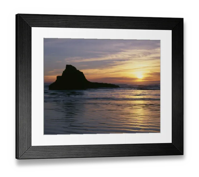 Framed Print : USA, Oregon. Ecola State Park, sunset over sea stack at Indian Beach Framed Print : USA, Oregon. Ecola State Park, sunset over sea stack at Indian Beach