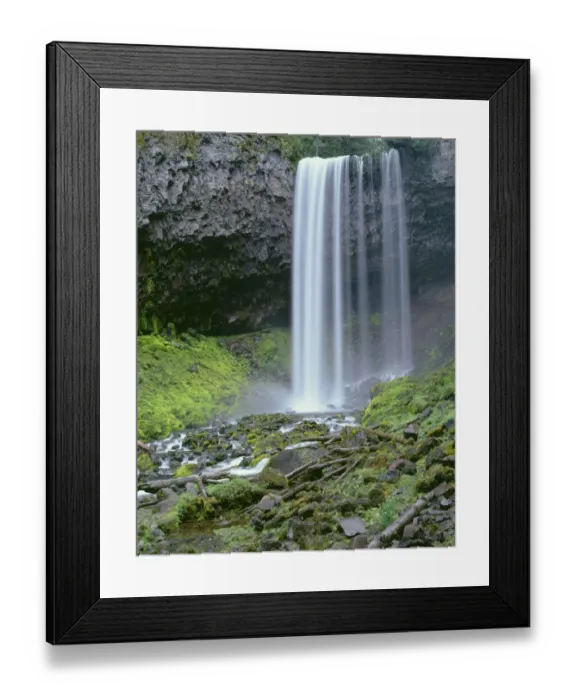 Framed Print : USA, Oregon, Mount Hood National Forest. Tamanawas Falls with moss-covered rocks Framed Print : USA, Oregon, Mount Hood National Forest. Tamanawas Falls with moss-covered rocks