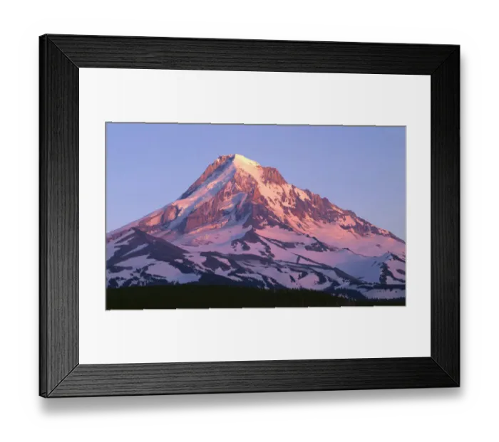 Framed Print : USA, Oregon, Mount Hood National Forest. Sunset light on north side of Mound Hood in early summer