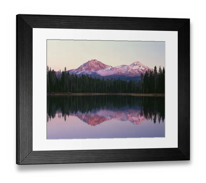 Framed Print : USA, Oregon, Willamette National Forest. North (left) and Middle Sister (right)