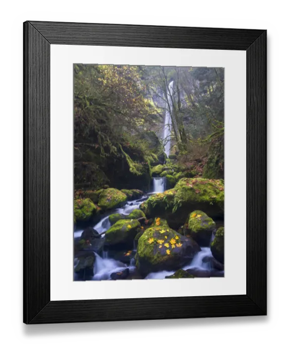 Framed Print : USA, Oregon. Autumn view of McCord Creek flowing below Elowah Falls in the Columbia River Gorge