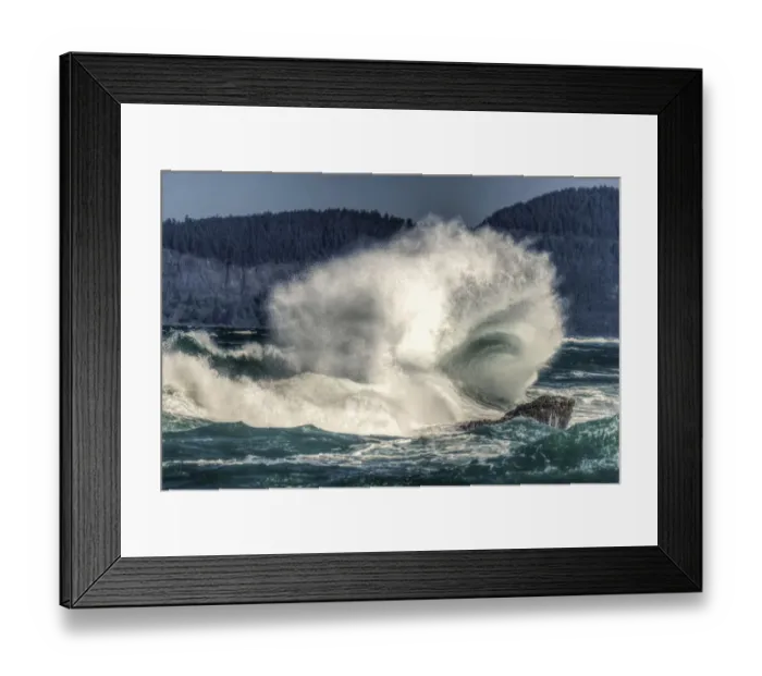 Framed Print : Spring Storm, breaking waves, Cape Kiwanda State Park, Oregon Coast, USA, Late Spring