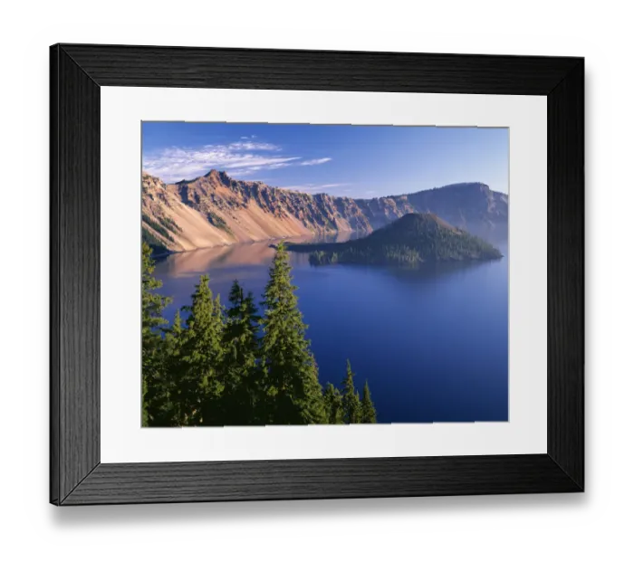 Framed Print : USA, Oregon. Crater Lake National Park, west rim of Crater Lake with Hillman Peak Framed Print : USA, Oregon. Crater Lake National Park, west rim of Crater Lake with Hillman Peak