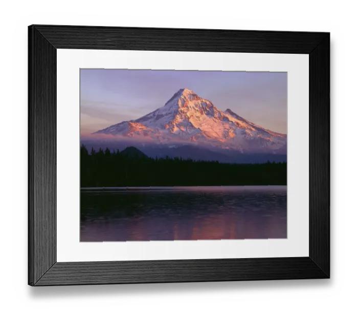 Framed Print : USA, Oregon. Mount Hood National Forest, sunset light reddens north side of Mount