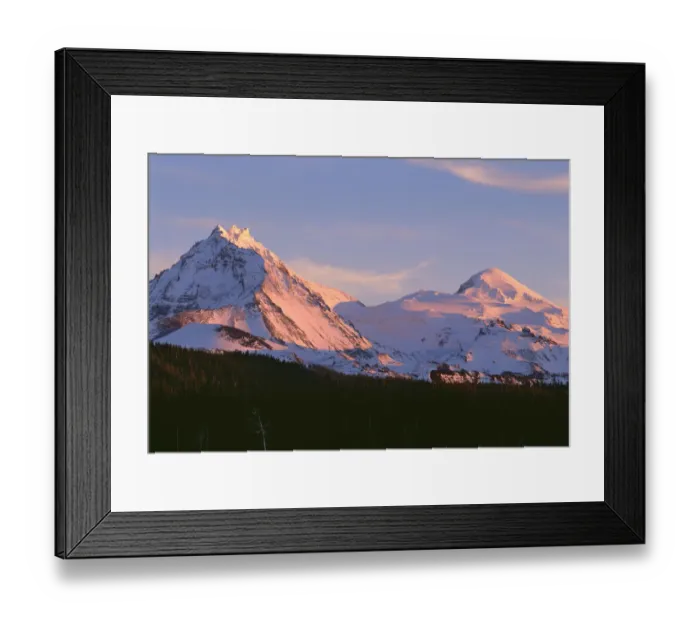 Framed Print : USA, Oregon. Three Sisters Wilderness, sunset light on North (left) and Middle Sister