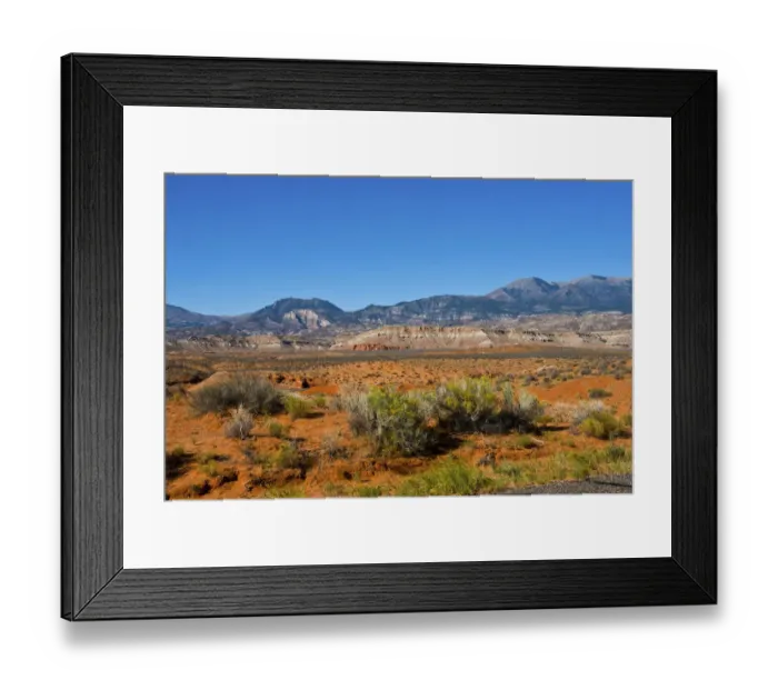 Framed Print : USA, Utah, Hanksville. Henry Mountains from Highway 95