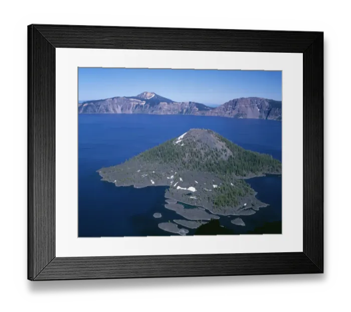 Framed Print : USA, Oregon, Crater Lake National Park. View east across Crater Lake from directly