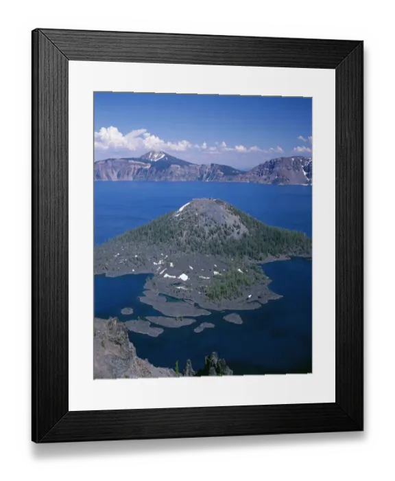 Framed Print : USA, Oregon, Crater Lake National Park. View east across Crater Lake from directly
