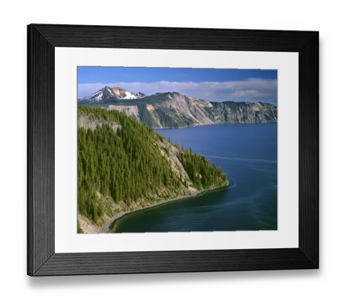 Framed Print : USA, Oregon, Crater Lake National Park. Conifer pollen accumulates on surface of