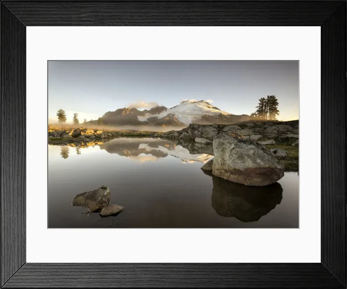 Framed Print : USA, Washington. Mt. Baker reflects in lake Framed Print : USA, Washington. Mt. Baker reflects in lake