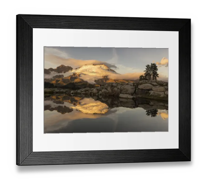 Framed Print : USA, Washington. Mt. Baker reflects in lake