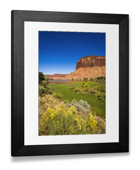 Framed Print : Red cliffs above the Dugout Reservoir, Indian Creek Canyon, Utah Framed Print : Red cliffs above the Dugout Reservoir, Indian Creek Canyon, Utah