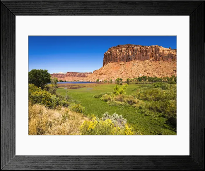 Framed Print : Red cliffs above the Dugout Reservoir, Indian Creek Canyon, Utah