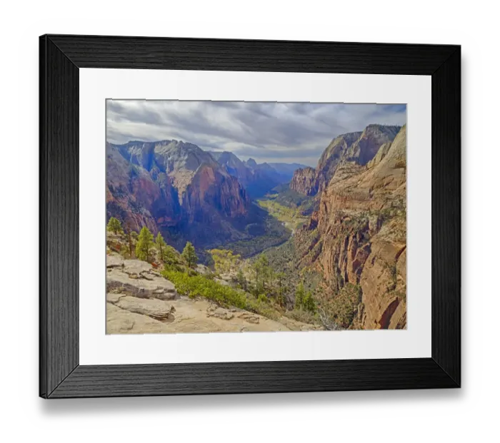 Framed Print : Utah, Zion National Park, Zion Canyon, view from Angels Landing Framed Print : Utah, Zion National Park, Zion Canyon, view from Angels Landing