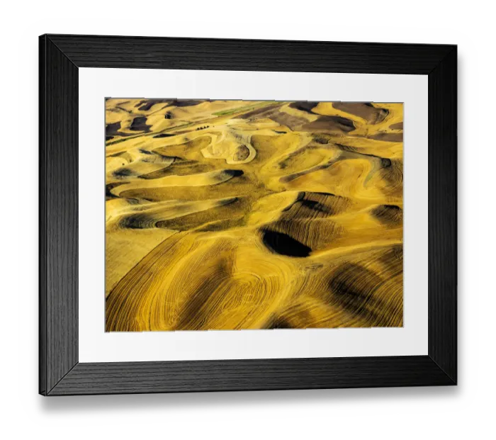 Framed Print : Aerial of harvest in the rolling hills of the Palouse Framed Print : Aerial of harvest in the rolling hills of the Palouse