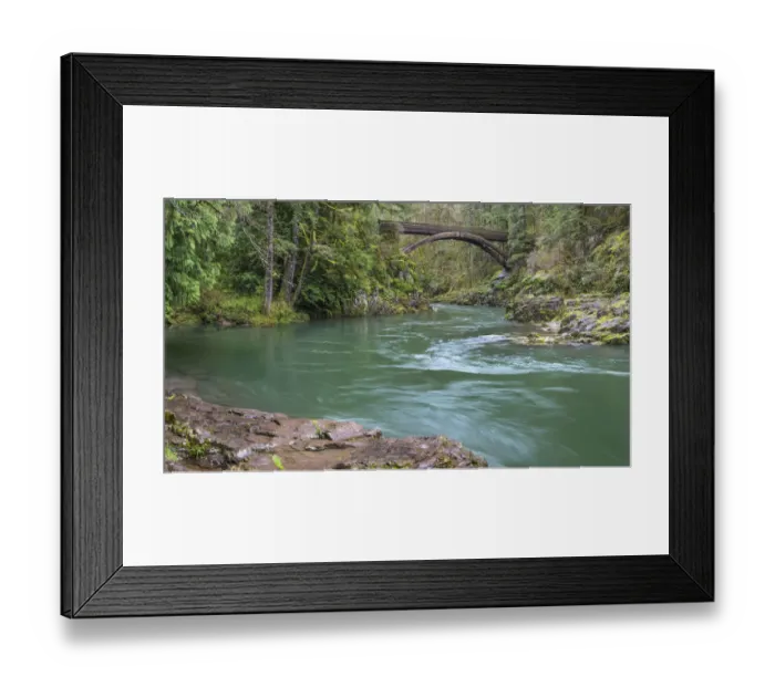 Framed Print : USA, Washington State, Moulton Falls Regional Park. Lewis River landscape with bridge Framed Print : USA, Washington State, Moulton Falls Regional Park. Lewis River landscape with bridge