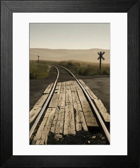 Framed Print : USA, Washington State, Palouse, Railroad, tracks